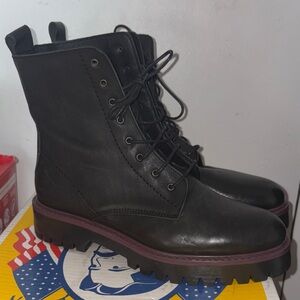 Enzo Tesoti Black Lace-Up Combat Boots size 40